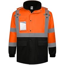 Hi Vis safety jackets for men, High Visibility Reflective Work Jackets with Pockets.