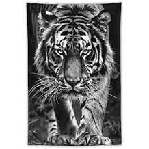 GerRiT Tiger Tapestry,Ferocious Black And White Wall Tapestry Large Tapestry Wall Decor for Bedroom Aesthetic Living Room Background Decor 40""x60"", style